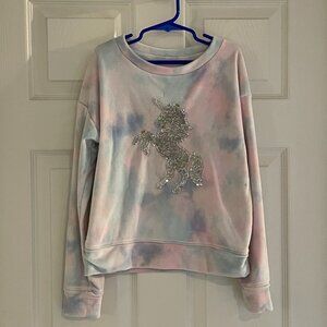 Sequin unicorn watercolor sweatshirt M(8)